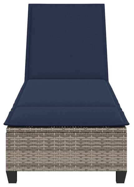 VidaXL szürke polyrattan napozóágy párnákkal 55x200x25,5 cm