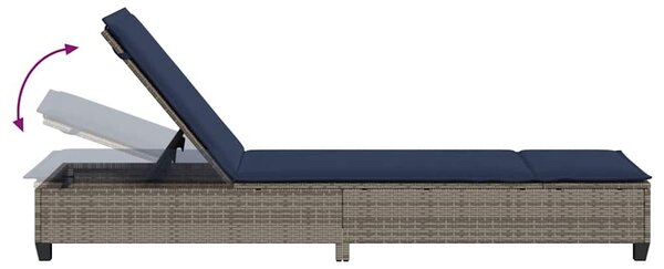 VidaXL szürke polyrattan napozóágy párnákkal 55x200x25,5 cm