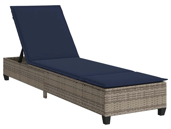 VidaXL szürke polyrattan napozóágy párnákkal 55x200x25,5 cm