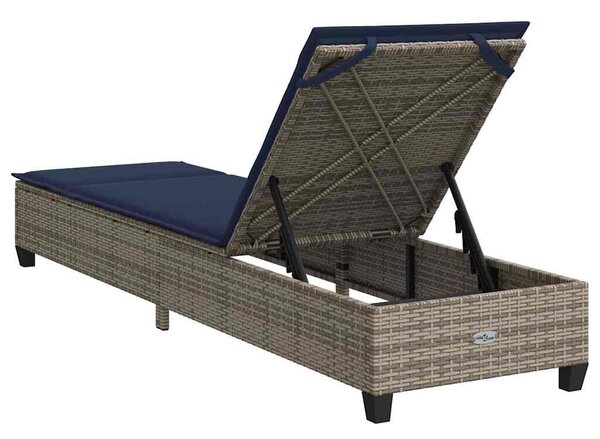 VidaXL szürke polyrattan napozóágy párnákkal 55x200x25,5 cm