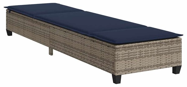 VidaXL szürke polyrattan napozóágy párnákkal 55x200x25,5 cm