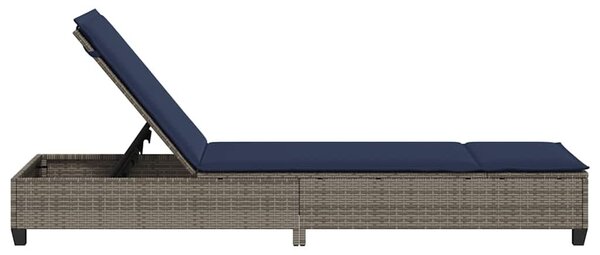 VidaXL szürke polyrattan napozóágy párnákkal 55x200x25,5 cm