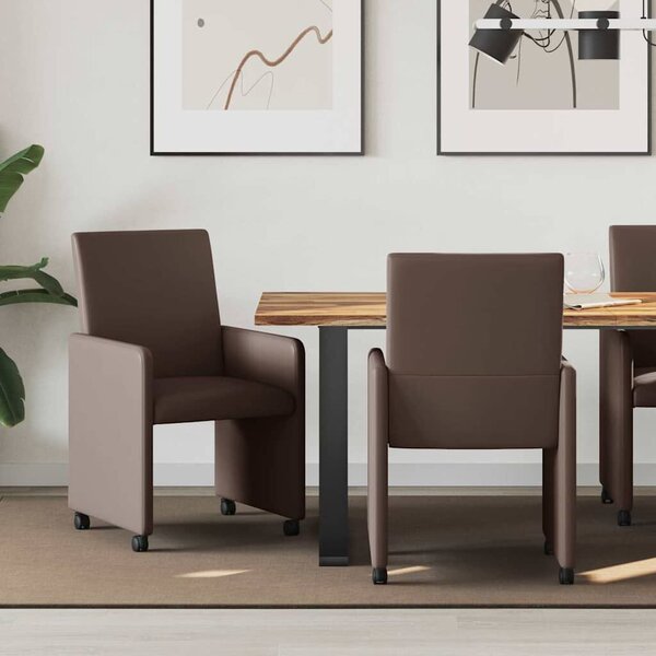 VidaXL Étkező Székek kerekekkel 2 pcs Barna 57 x 66 x 94 cm Műbőr