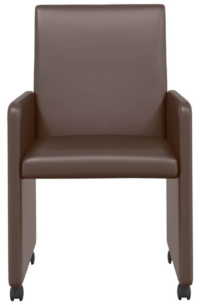VidaXL Étkező Székek kerekekkel 2 pcs Barna 57 x 66 x 94 cm Műbőr