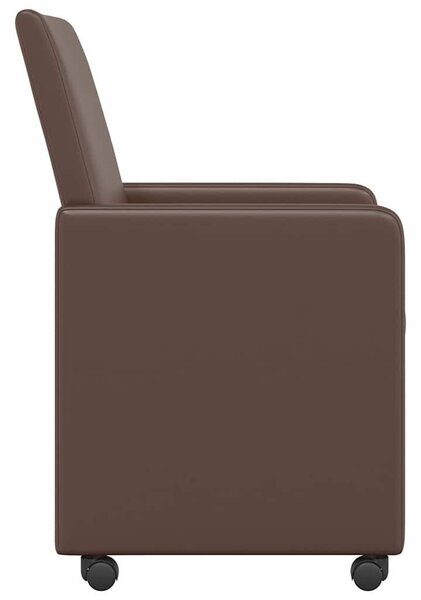 VidaXL Étkező Székek kerekekkel 2 pcs Barna 57 x 66 x 94 cm Műbőr