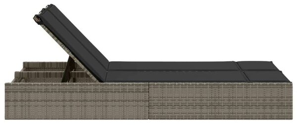 VidaXL Dupla Napozóágy - Polyrattan - Szürke - 200cm
