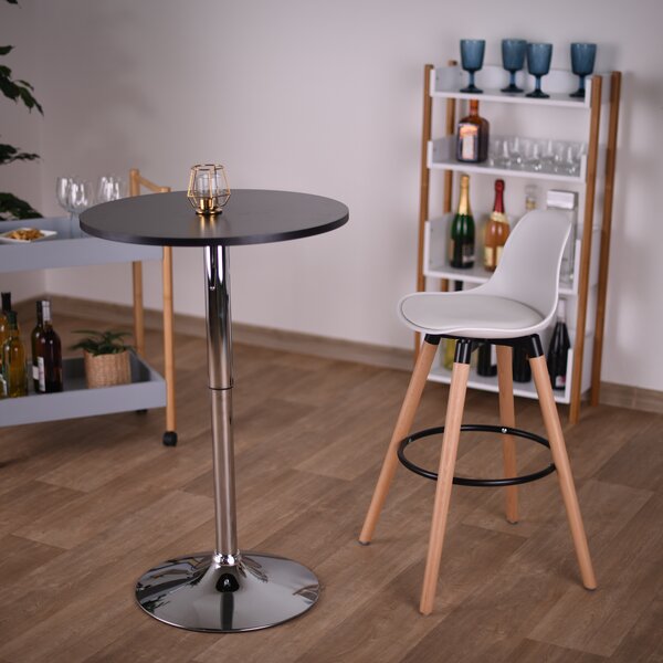 Bárasztal, magasság állítással, króm/ fekete, átmérő 60 cm, BRANY 2 NEW