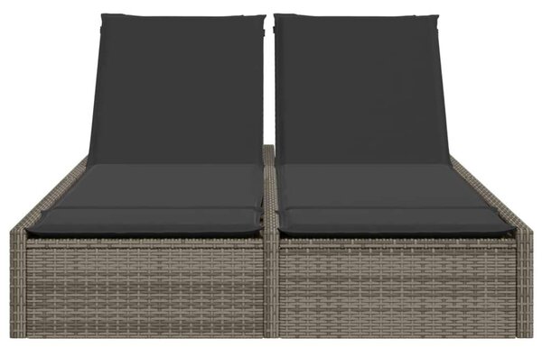 VidaXL Dupla Napozóágy - Polyrattan - Szürke - 200cm