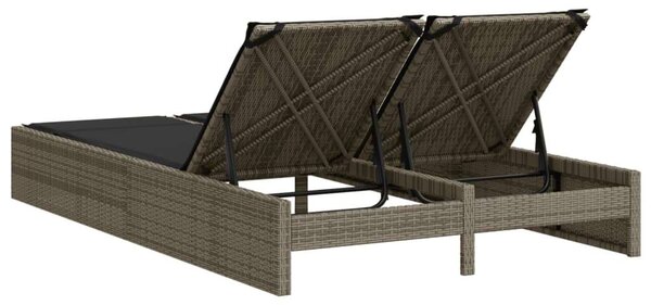 VidaXL Dupla Napozóágy - Polyrattan - Szürke - 200cm