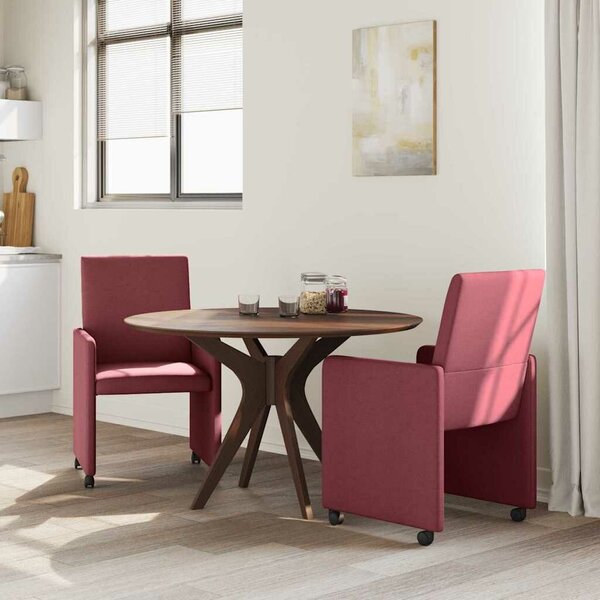 VidaXL Étkező Székek kerekekkel 2 pcs bordó 57 x 66 x 94 cm szövet
