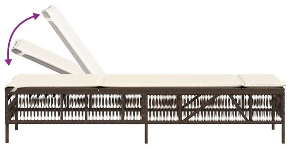 VidaXL Napozóágy Szett - 2 db, Barna Polyrattan
