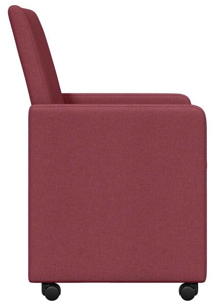 VidaXL Étkező Székek kerekekkel 2 pcs bordó 57 x 66 x 94 cm szövet