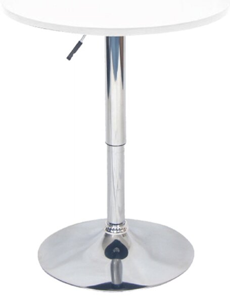 Bárasztal, magasság állítással, króm/fehér, átmérő 60 cm, BRANY 2 NEW