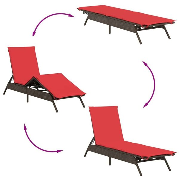 VidaXL Napozóágy Szett - 2 db, Barna Polyrattan