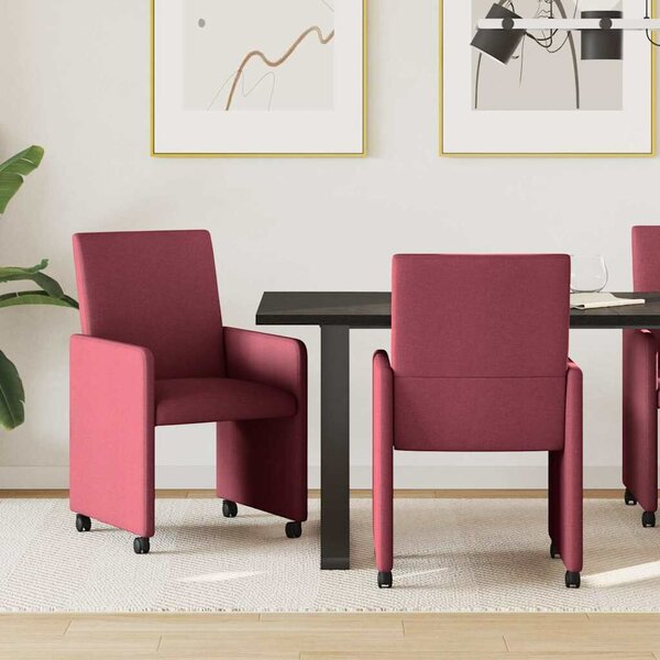 VidaXL Étkező Székek kerekekkel 2 pcs bordó 57 x 66 x 94 cm szövet