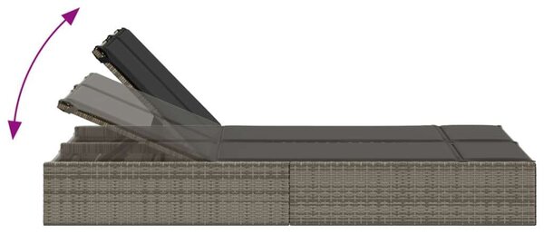 VidaXL Dupla Napozóágy - Polyrattan - Szürke - 200cm