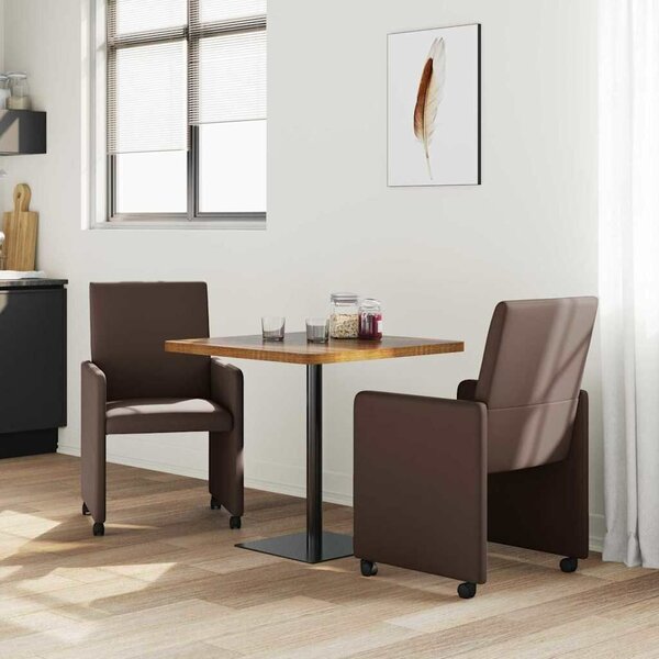 VidaXL Étkező Székek kerekekkel 2 pcs Barna 57 x 66 x 94 cm Műbőr