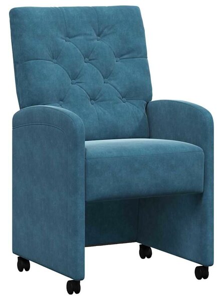 VidaXL Étkező Székek kerekekkel 2 pcs Kék 58 x 67 x 97 cm Bársony
