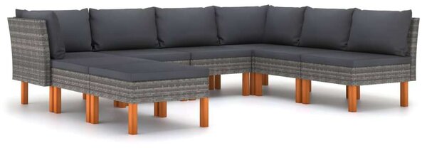 Polyrattan Kerti Ülőgarnitúra - 8 részes - Szürke