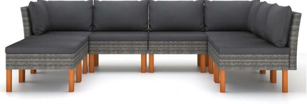 Polyrattan Kerti Ülőgarnitúra - 8 részes - Szürke