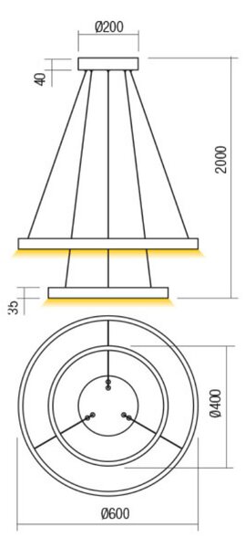 FEBE modern LED függőlámpa, matt fehér, 60 és 40 cm átmérő
