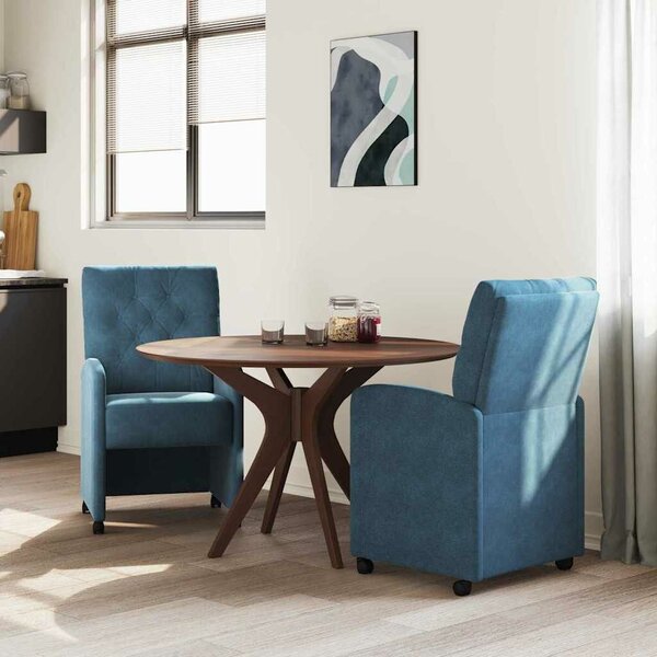 VidaXL Étkező Székek kerekekkel 2 pcs Kék 58 x 67 x 97 cm Bársony