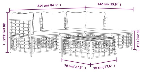 VidaXL 4-részes antracitszürke polyrattan kerti ülőgarnitúra párnákkal