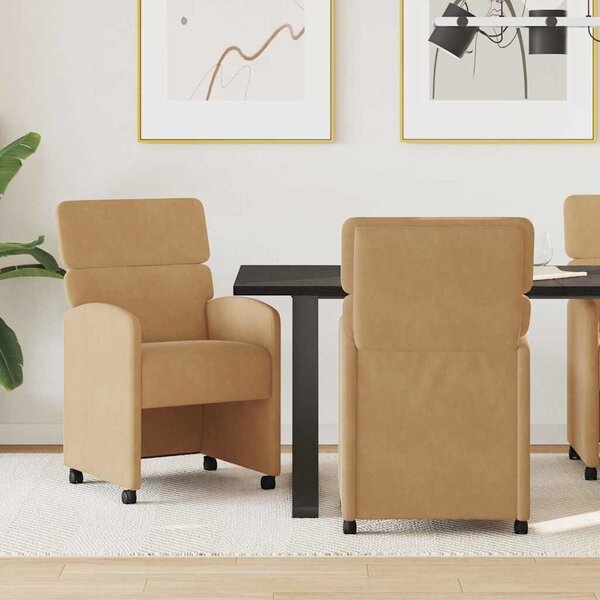 VidaXL Étkező Székek kerekekkel 2 pcs Barna 58 x 65 x 98 cm Bársony
