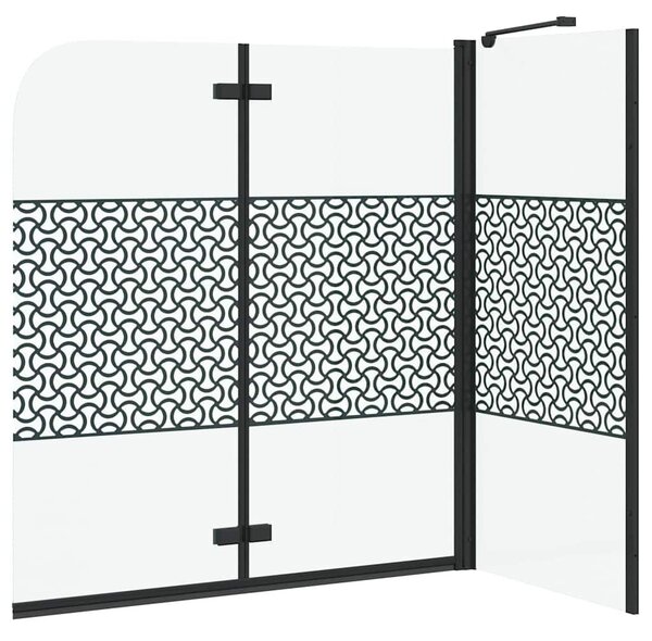 VidaXL Fürdőszoba elkerítés Geometrikus Fekete 120 x 67 x 129 cm