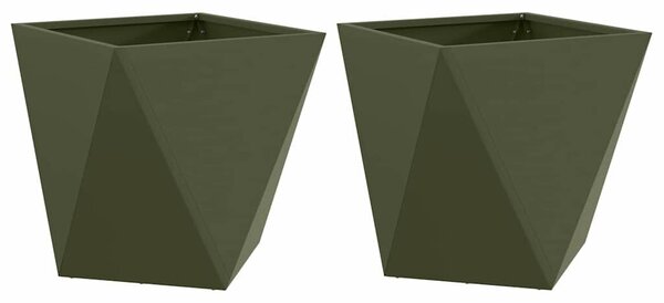 VidaXL Növénytartó 2 pcs Olajzöld 50 x 50 x 50 cm Acél