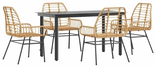 VidaXL 5 észes barna polyrattan üveg kerti étkezőgarnitúra