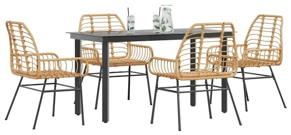 VidaXL 5 észes barna polyrattan üveg kerti étkezőgarnitúra