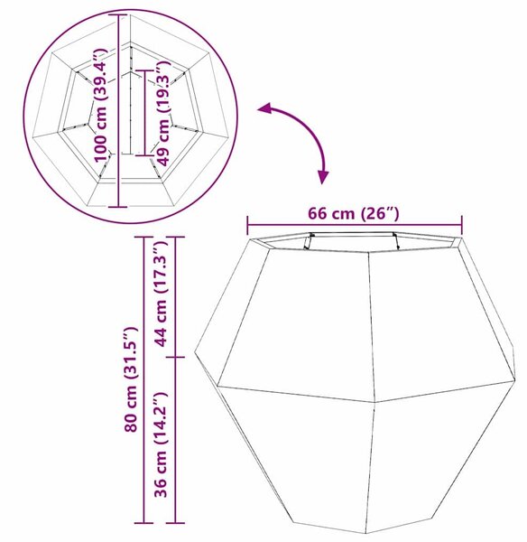 VidaXL Növénytartó 2 pcs Fehér 100 x 100 x 80 cm Acél