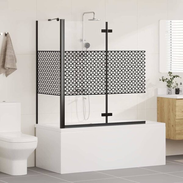 VidaXL Fürdőszoba elkerítés Geometrikus Fekete 120 x 67 x 129 cm