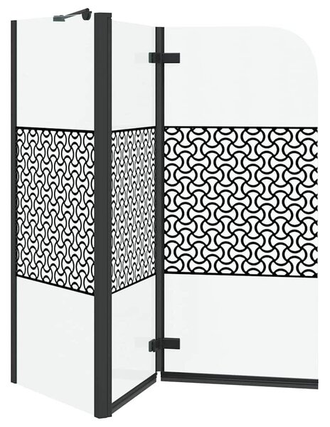 VidaXL Fürdőszoba elkerítés Geometrikus Fekete 120 x 67 x 129 cm