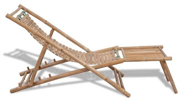 VidaXL Bambusz Napozószék Lábtartóval - Összecsukható - 152cm