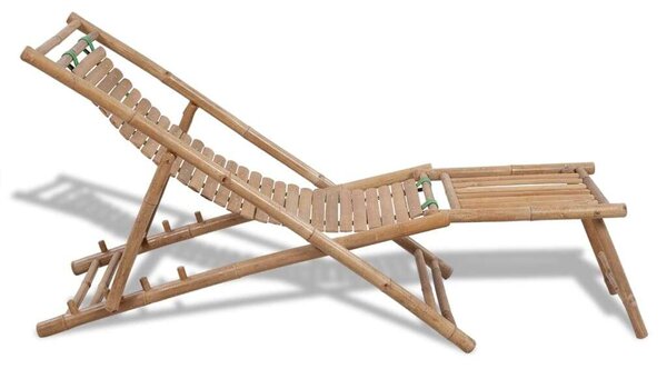 VidaXL Bambusz Napozószék Lábtartóval - Összecsukható - 152cm