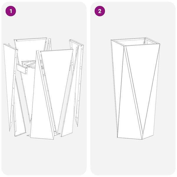 VidaXL Növénytartó 2 pcs Fehér 30 x 30 x 75 cm Acél