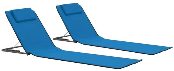 VidaXL Két darab Kék Összecsukható Napozóágy - 160cm