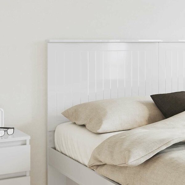 VidaXL Fejtámla fejtámlával Fényes Fehér 160 cm Faanyag
