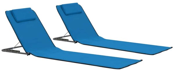VidaXL Két darab Kék Összecsukható Napozóágy - 160cm