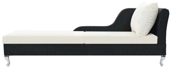 VidaXL Napozóágy - Fekete Polyrattan - 210cm