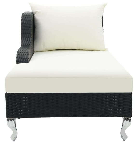 VidaXL Napozóágy - Fekete Polyrattan - 210cm
