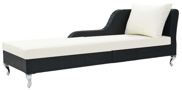 VidaXL Napozóágy - Fekete Polyrattan - 210cm