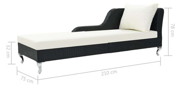 VidaXL Napozóágy - Fekete Polyrattan - 210cm