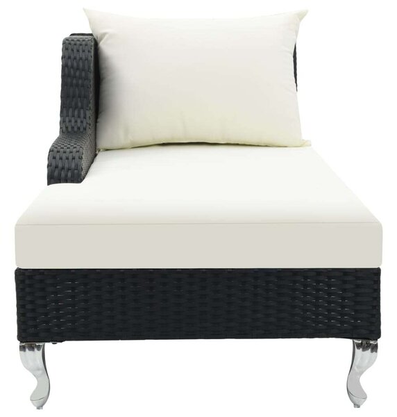VidaXL Napozóágy - Fekete Polyrattan - 210cm