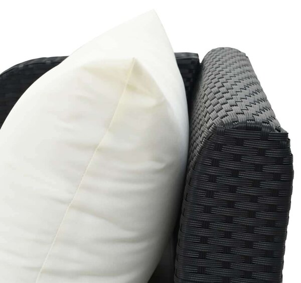 VidaXL Napozóágy - Fekete Polyrattan - 210cm