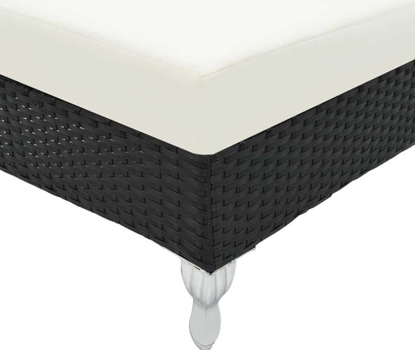 VidaXL Napozóágy - Fekete Polyrattan - 210cm
