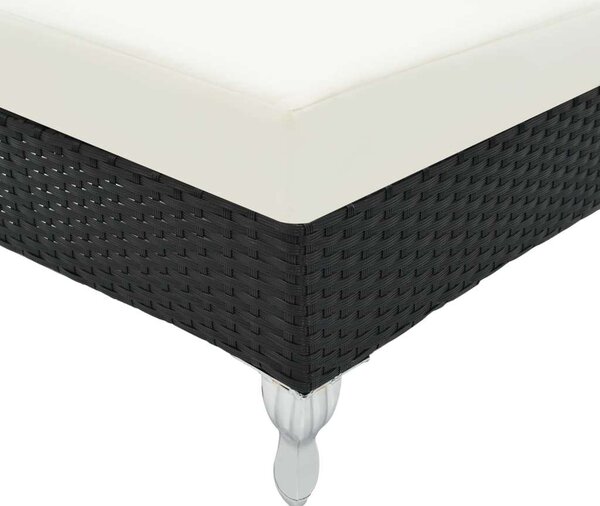 VidaXL Napozóágy - Fekete Polyrattan - 210cm