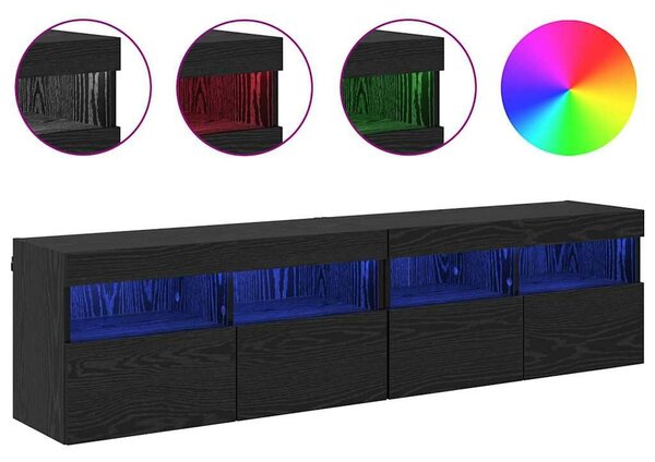 VidaXL TV Fali Szekrények 2 pcs Fekete tölgy 80 x 30 x 40 cm Faanyag